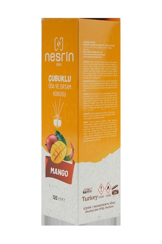 Nesrin 120 Ml Çubuklu Oda Kokusu Mango Bambu Koku, Kalıcı Ortam Kokusu Ve Dekoratif Cam Şişe - 8690352728213ma