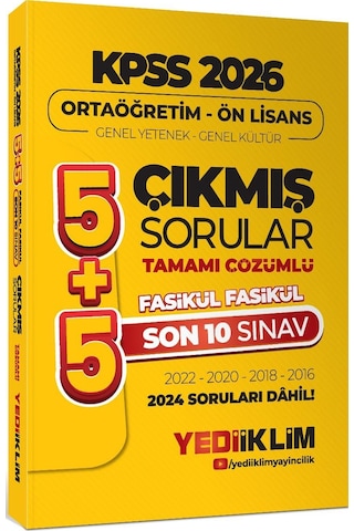 Yediiklim 2026 Ortaöğretim Ön Lisans Genel Yetenek Genel Kültür 5+5 Tamamı Çözümlü Son 10 Sınav Fasikül Fasikül Çıkmış Sorular