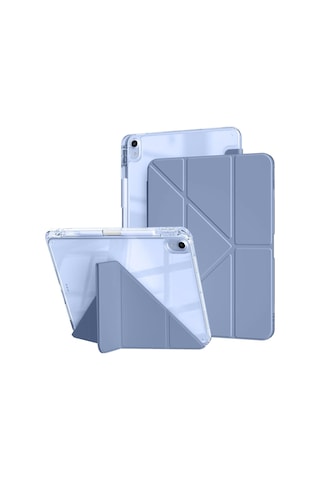 Apple Uyumlu iPad Air 11inç M2/m3 Air 4/5.nesil 10.9 Kılıf Mika Trifolding Şeffaf Kalem Bölmeli Kılıf