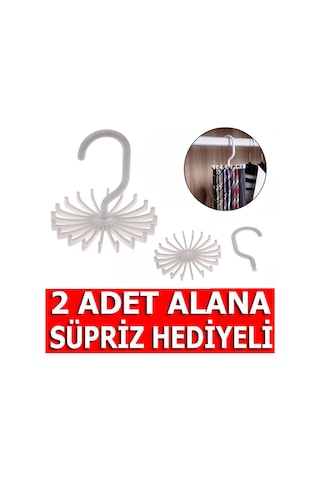 Kemer Kravat Şal Fular Askısı 20 Kancalı Dolap İçi Askı Organizer