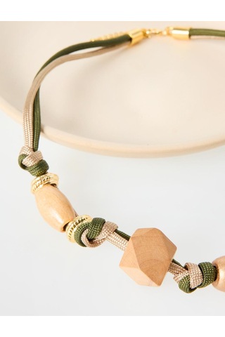 Jimmy Key Jimmy Key Bej Ahşap Detaylı İpli Kolye 6sw426618130