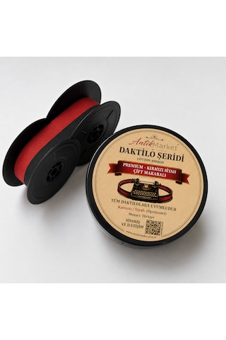 Antik Market Premium Daktilo Şeridi Kırmızı-siyah Çift Makaralı