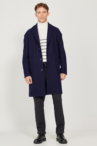 Ac&Co / Altınyıldız Classics Erkek Lacı Oversize Bol Kesim Mono Yaka Yünlü Kaşe Palto Lacivert