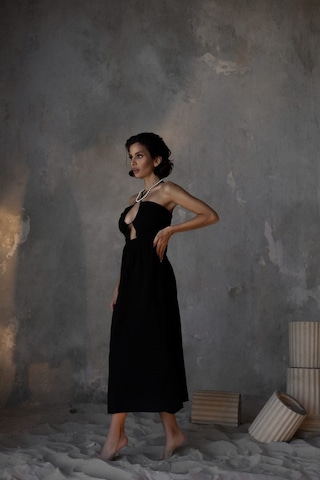 Mai Collection Mai Studios Co. Mykonos Siyah Müslin Elbise Siyah