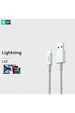 Dvıp L33 6a 120w Usba To Lightning Hızlı Şarj Kablosu 1m Beyaz