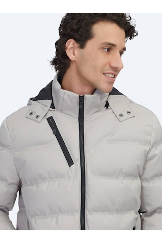 Kip Bej Regular Fit Kapüşonlu Casual Dokuma Mont