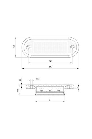 Sanel 12v-24v Parmak Lamba 3-ledli Kablolu Kırmızı 84.3 29.8 Mm E9