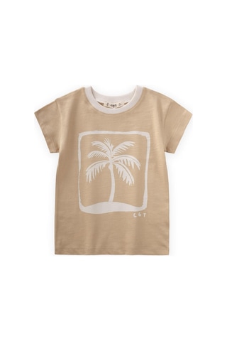 Cigit Palmiye Baskılı T-shırt 2-8 Yaş Kavun Turuncu