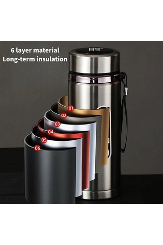 Led Sıcaklık Göstergesi İle 500ml-1stainless Paslanmaz Çelik Diğer Siyah