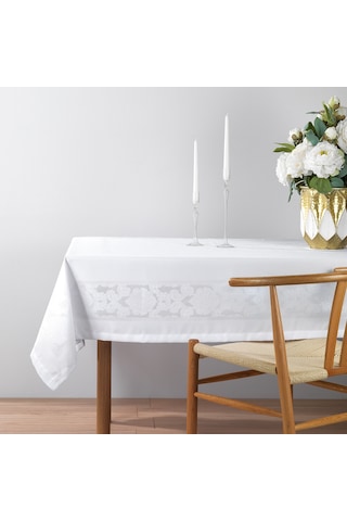 Schafer Home Amar Masa Örtüsü 150x220cm 1 Parça - Beyaz Beyaz