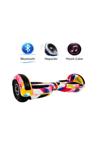 Elektrikli Kaykay Hoverboard Bluetooth Hoparlörlü 6.5 Inch Otomatik Akıllı Denge RS-S5 -Rainbow Mix