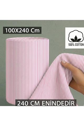 240 Cm En Metrelik Kumaş Kaliteli, Şık Ve Çok Amaçlı Kullanım Perde, Ev Tekstili, Dekorasyon Beyaz - Pembe
