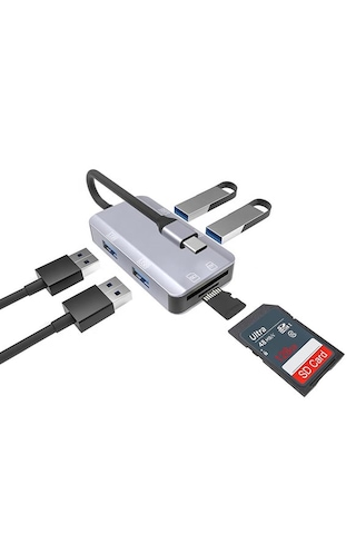 Microcase AL4588 6 İn1 USB OTG SD/TF Type C 4xUSB 3.0 Kart Okuyucu