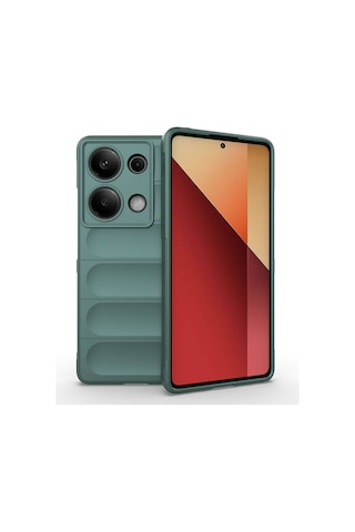 Redmi Note 13 Pro 4g Kılıf Esnek Tpu Oyuklu Arka Yüzey Tasarımlı Zore Etnik Silikon Kapak Koyu Yeşil