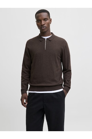 Jack & Jones Jjemıl Triko Yarım Fermuarlı Kazak 12268210 Kahverengi