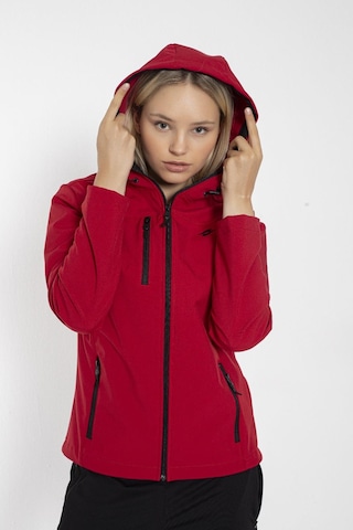 Crozwise Bayan Kapşonlu Softshell Mont Kırmızı