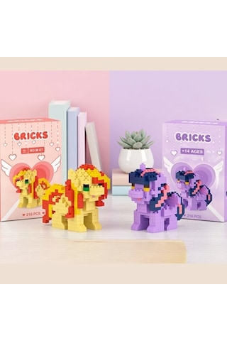 Brıcks Pony Figür Seti 2 Li Twilight Sparkle & Sunset Shimmer Yapı Blok Koleksiyonluk Hobi