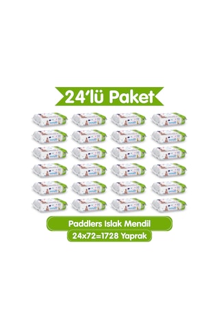 Paddlers Islak Mendil 1728 Yaprak (24 Paket x 72’li) – Koli