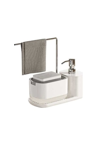 Ulzyvf Pratik 2'li Sabunluk, Sünger Ve Bez Askılı Sızdırmaz Lavabo Organizatörü Beyaz Beyaz