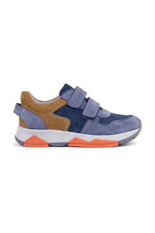 Rakerplus Hakiki Deri Mavi Süet Taba Çocuk Cırtlı Sneakers Spor Ayakkabı Mavi