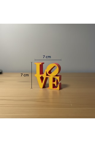 Modern "love" Tipografik Dekoratif Figür Minimalist Pla Masaüstü Aksesuarı Sarı - Kırmızı