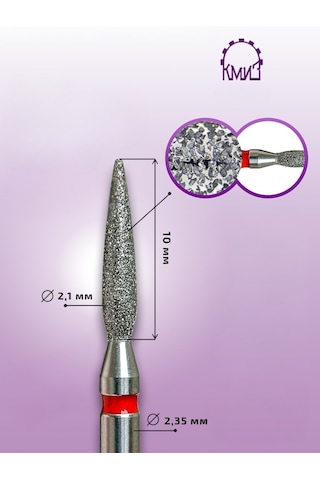 Kmiz Elmas Manikür Törpü Ucu 10mm Sivri Ateş Model Kırmızı 0.21 118863