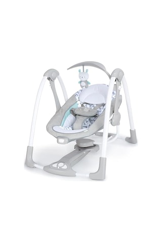 Ingenuity Convertme 2'si 1 Arada Kompakt Taşınabilir Bebek Salıncağı Ve Bebek Koltuğu, Akülü Titreşimler, Otomatik Sallanma, Doğa Sesleri - 9 Kg'a Kadar Açık Bej