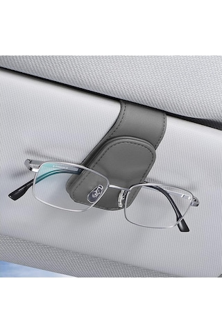 Paket, Gri Araba Gözlük Tutucu, Manyetik Araba Gözlük Tutucu Cüzdan, Kart Tutuculu Evrensel Araba Güneşlik Güneş Gözlüğü Tutucu