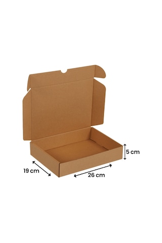Packanya 26 x 19 x 5 - 50 Adet Kilitli E Ticaret Karton Kargo Kutusu