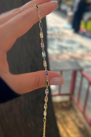 Gümüş Altın Kaplama Renkli Taşlı Bileklik Cm56e232 Diğer 92511680