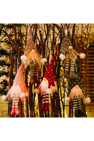 Yaozixa Noel Dekorasyonu: Yeşil Orman Baba Işıklı Askılı Figür - Kreatif Yüzsüz Bebek Süsü, Ev Dekoru İçin Pratik Ve Güvenilir