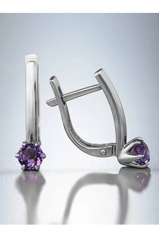 Uvelirnye Tradicii 925 Ayar Gümüş Doğal Ametist Küpeler 217134642 Pembe