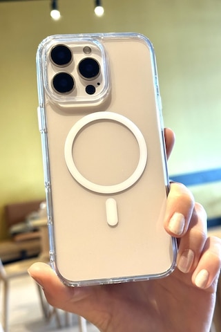 Apple Uyumlu iPhone 16 Pro Max Şeffaf Kılıf Magsafe Özellikli Hybrid Kristal Kapak Şeffaf