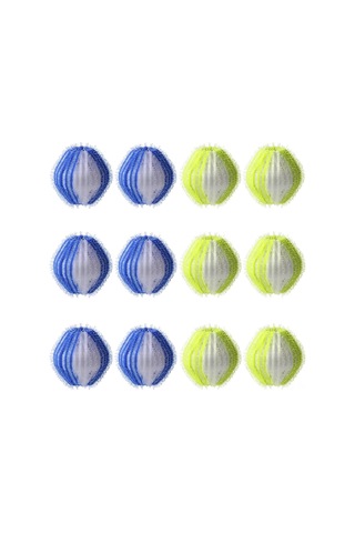 Mufunye 12'li Tekrarlı Kullanimlı Çamaşır Makinesi Kuru Doku Toplayıcı Topları - Evcil Hayvan Tüyü Ve Kir Giderici Sarı-beyaz + Mavi-beyaz