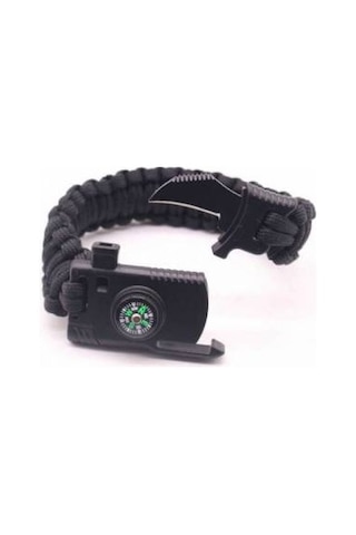 Kamp Bıçaklı Paracord Paraşüt İpi Survival Bileklik 5 Özellik 1 Arada 18 CM Çok Renkli