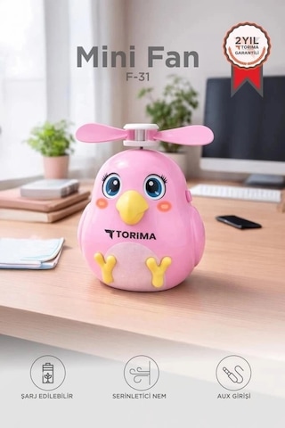 Özel Üretim Torima Şarjlı El Vantilatörü F31 Pembe Aksesuar Modern Tasarım