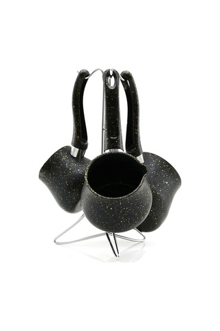 Granit Çelik Cezve Seti 230/280/380 Ml Metal Standlı