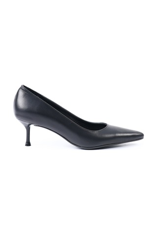 Tuna Hakiki Deri Siyah Topuklu Kadın Ayakkabı, Stiletto - Z8583 Siyah