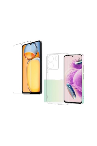Xiaomi Poco C65 Uyumlu Kılıf Esnek Silikon Telefon Kılıfı Ve Temperli Cam Ekran Koruyucu