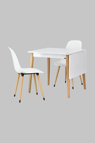 Vilinze Eames Sandalye Avanos Ahşap Mutfak Masası Takımı - 70x80 Cm Beyaz
