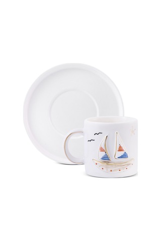 Canarels Yelkenli 2 Parça Tek Kişilik Kahve Fincan Takımı 90 Ml Çok Renkli