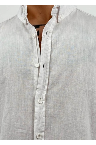 Zaee Oversize Dökümlü Keten Gömlek Beyaz