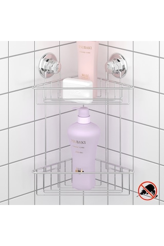 Teknotel Vakumlu Iki Katlı Banyo Köşe Rafı Krom Dm257 Krom