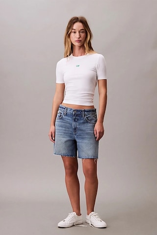 Calvin Klein Jeans Kadın Modal Fitilli Beyaz T-shirt Lv044c901g-yaa Beyaz
