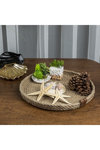 Naturalove Dekoratif Jüt Aksesuar Sepeti - Yuvarlak / Büyük Boy Kahverengi