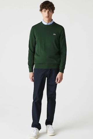 Lacoste Men's Regular Fit Crew Neck Dark Green Bisiklet Yaka Organik Pamuk Kazak Koyu Yeşil