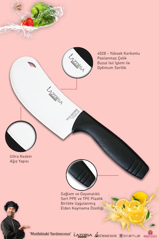 Eco Serisi Mutfak Bıçak Seti Et Sebze Börek 3 Lü Set Mft-1520 Siyah