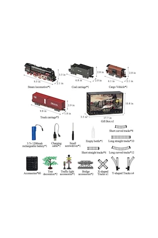 Hitish Elektrikli Tren Seti, Gerçekçi Işık, Ses Ve Duman Efektli Buharlı Lokomotif, Noel Hediyesi Taşıtlar & Kumandalı Araçlar