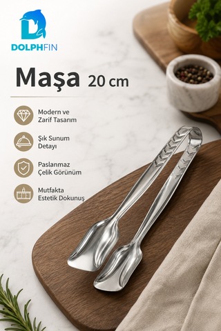 20 Cm Paslanmaz Çelik Servis Maşası Salata, Pasta Ve Sunum Maşası