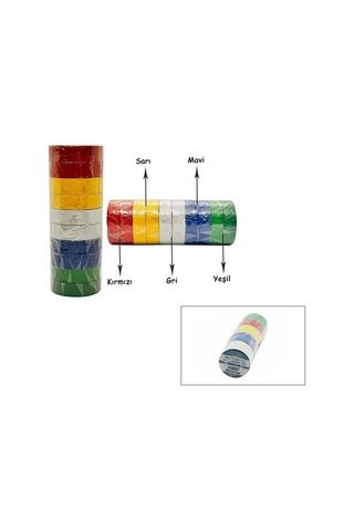 İbico İ13-027 Renkli İzolasyon Elektrik Bandı 0.15mm X 18mm, 6 Yards - 10'li Paket
